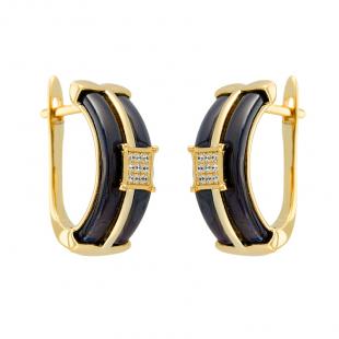 Серьги<br> 0220911243GP-P, керамика, куб.цирконий