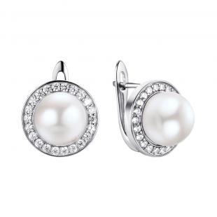 Серьги<br> 0220911261A, жемчуг (культ.), куб.цирконий