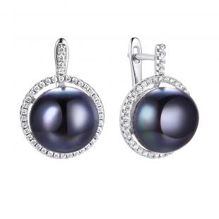 Серьги<br> 0220911330B, жемчуг (культ.), куб.цирконий