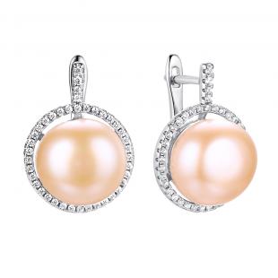 Серьги<br> 0220911330O, жемчуг (культ.), куб.цирконий