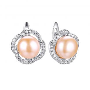 Серьги<br> 0220911495A, жемчуг (культ.), куб.цирконий