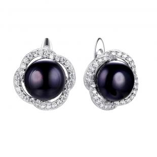 Серьги<br> 0220911495B, жемчуг (культ.), куб.цирконий