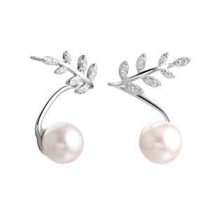 Серьги<br> 0220911516A, жемчуг (культ.), куб.цирконий