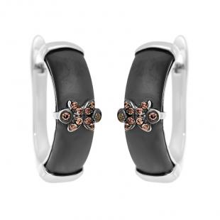 Серьги<br> 0220911558BA-P, керамика матовая, куб.цирконий