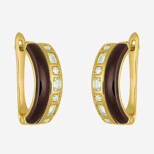 Серьги<br> 0220911700GP-P, керамика, куб.цирконий