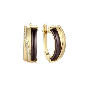 Серьги<br> 0220911798GP-P, керамика, куб.цирконий