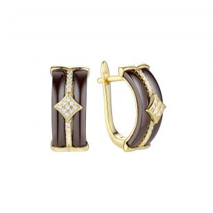 Серьги<br> 0220911812GP-P, керамика, куб.цирконий