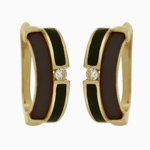 Серьги<br> 0220912146GP-P, керамика, куб.цирконий, эмаль