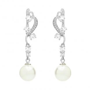 Серьги<br> 0220912492A, жемчуг и., куб.цирконий