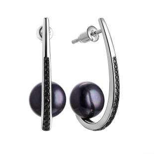 Серьги<br> 0220912527B, жемчуг (культ.), шпинель синт.