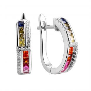 Серьги<br> 02209125834MIX, куб.цирконий, корунд, шпинель синт.