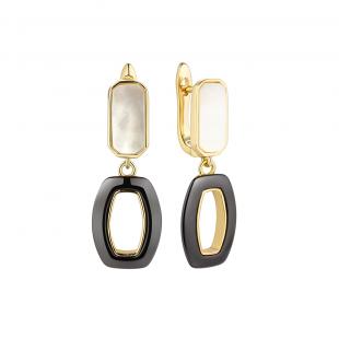 Серьги<br> 0220912799GP-B, керамика, перламутр