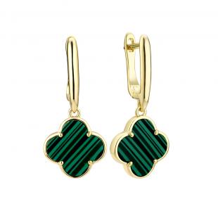 Серьги<br> 0220913139GP-E, малахит и.