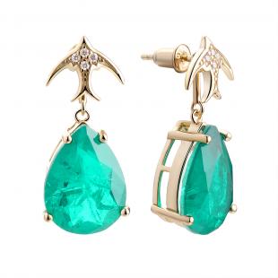 Серьги<br> 0220913165GP-E, куб.цирконий, ситалл