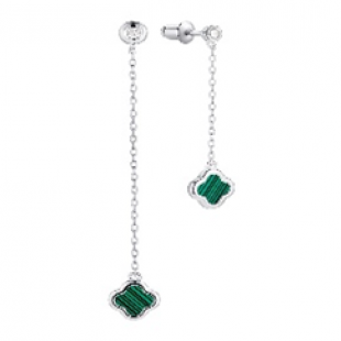 Серьги<br> 0220913267, малахит, куб.цирконий
