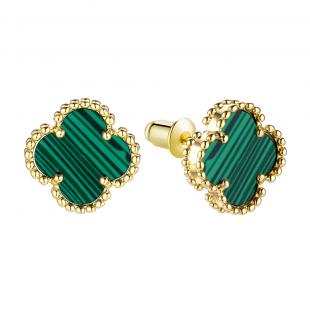Серьги<br> 0220913287GP-E, малахит и.