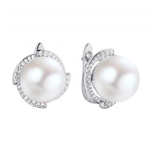 Серьги<br> 0220913309A, жемчуг (культ.), куб.цирконий
