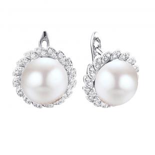 Серьги<br> 0220913411A, жемчуг (культ.), куб.цирконий