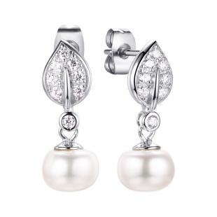 Серьги<br> 0220913553A, жемчуг (культ.), куб.цирконий