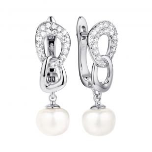 Серьги<br> 0220913609A, жемчуг (культ.), куб.цирконий