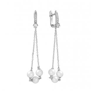Серьги<br> 0220913710A, жемчуг и., куб.цирконий