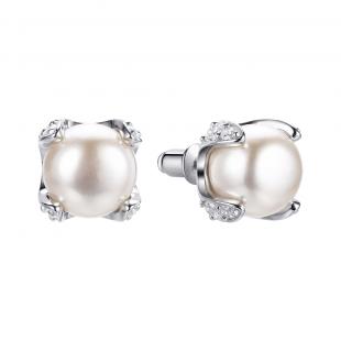 Серьги<br> 0220913909A, жемчуг (культ.), куб.цирконий
