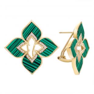 Серьги<br> 0220915422GP-E, куб.цирконий, малахит и.