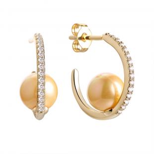 Серьги<br> 0220916327816GP-U, жемчуг, куб.цирконий