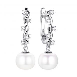 Серьги<br> 0220921105A, жемчуг (культ.), куб.цирконий