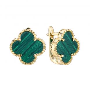 Серьги<br> 0220923184GP-E, малахит и.