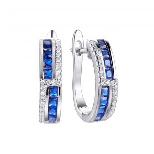 Серьги<br> 02209258375CCF, шпинель синт., куб.цирконий