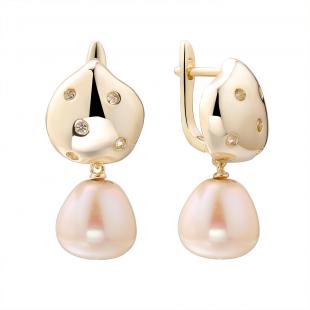 Серьги<br> 0220953123GP, жемчуг "барокко" (культ.), куб.цирконий