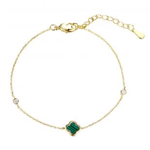 Браслет<br> 0420913267GP-E, малахит и., куб.цирконий