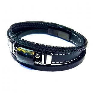Браслет<br> 042251533B, экокожа, тигровый глаз