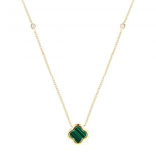 Колье<br> 0520913268GP-E, малахит и., куб.цирконий