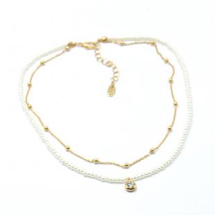 Колье<br> 052211323GP-A, майорика, куб.цирконий