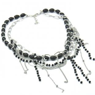 Колье<br> 052211330B, оникс, кристалл сваровски и.