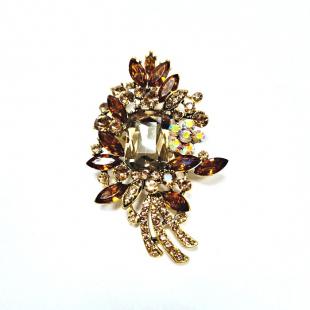 Брошь<br> 082411112GP, куб.цирконий