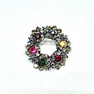 Брошь<br> 082411142MIX, куб.цирконий, кристалл "swarovski"