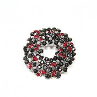 Брошь<br> 082411145MIX, куб.цирконий, кристалл "swarovski"