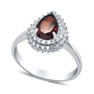 Серебряное кольцо<br> 210002-32, гранат, куб.цирконий