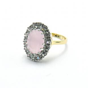 Кольцо бижутерия<br> 212211213GP-O, кристалл "swarovski", кварц розовый
