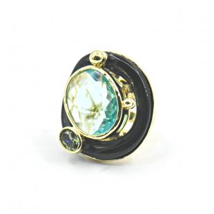 Кольцо<br> 212381232GP-N, куб.цирконий, эмаль