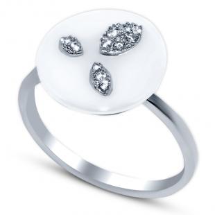 Серебряное кольцо, 21BJ-AS1318A-159, керамика, куб.цирконий