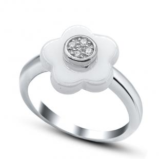 Серебряное кольцо<br> 21BJ-CS579A-159, керамика, куб.цирконий