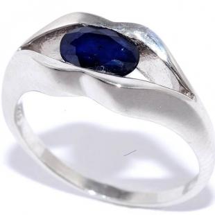 Серебряное кольцо<br> 21GRE1304-70-43, корунд (сапф.)