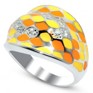Серебряное кольцо<br> 21KTR-194-1U-59, эмаль, куб.цирконий