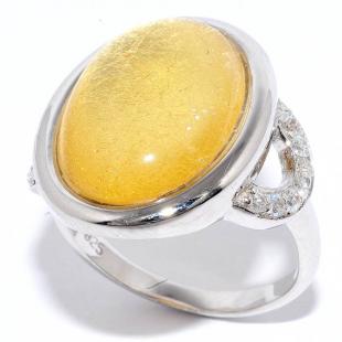 Серебряное кольцо<br> 21R2108CGS-133, сусальное золото, смола ювелирная, куб.цирконий