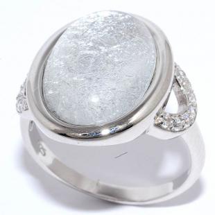 Серебряное кольцо<br> 21R2108CSS-133, сусальное серебро, смола ювелирная, куб.цирконий