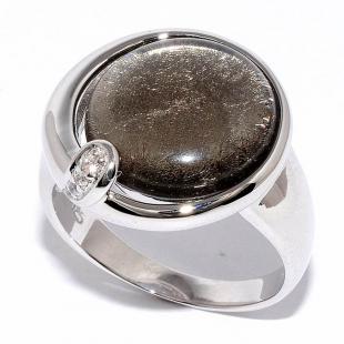 Серебряное кольцо<br> 21R2159CGSMSS-133, сусальное серебро, смола ювелирная, куб.цирконий
